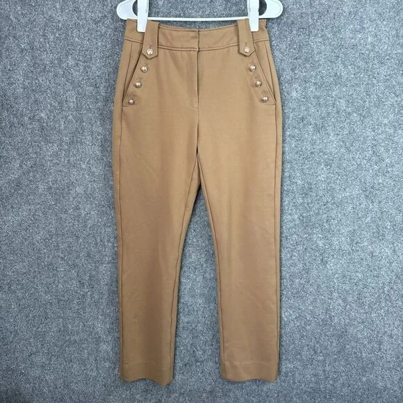 Quince ultra Stretch Ponte Mariner Pants Womens Size S Brown Crop Old Money - Picture 1 of 10